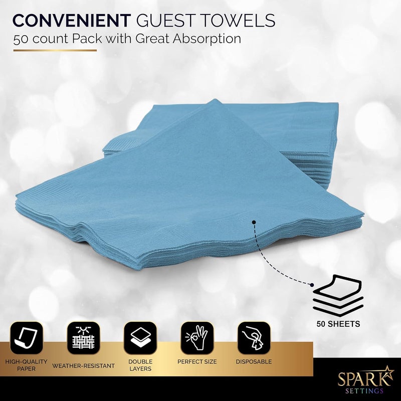 Amcrate Big Party Pack 40 Count Caribbean Blue Dinner Napkins Tableware- Ideal for Wedding, Party, Birthday, Dinner, Lunch, Cocktails. (7” x 7”) - Image 3